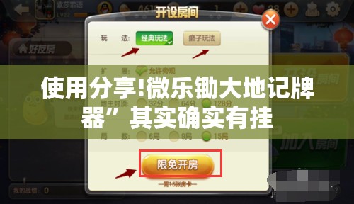 使用分享!微乐锄大地记牌器	”其实确实有挂