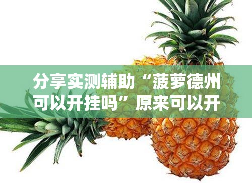 分享实测辅助“菠萝德州可以开挂吗”原来可以开挂