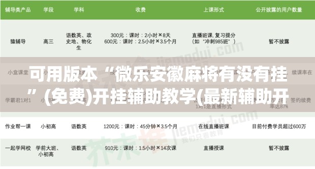 可用版本“微乐安徽麻将有没有挂”(免费)开挂辅助教学(最新辅助开挂教程)