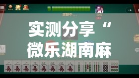 实测分享“微乐湖南麻将挂免费下载”2026开挂教程步骤