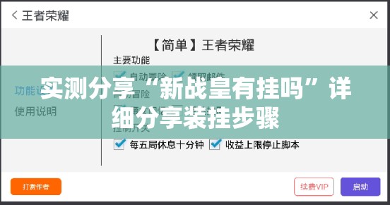 实测分享“新战皇有挂吗”详细分享装挂步骤