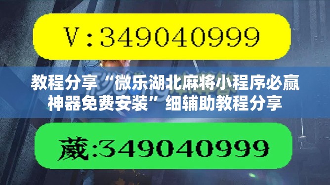 教程分享“微乐湖北麻将小程序必赢神器免费安装”细辅助教程分享